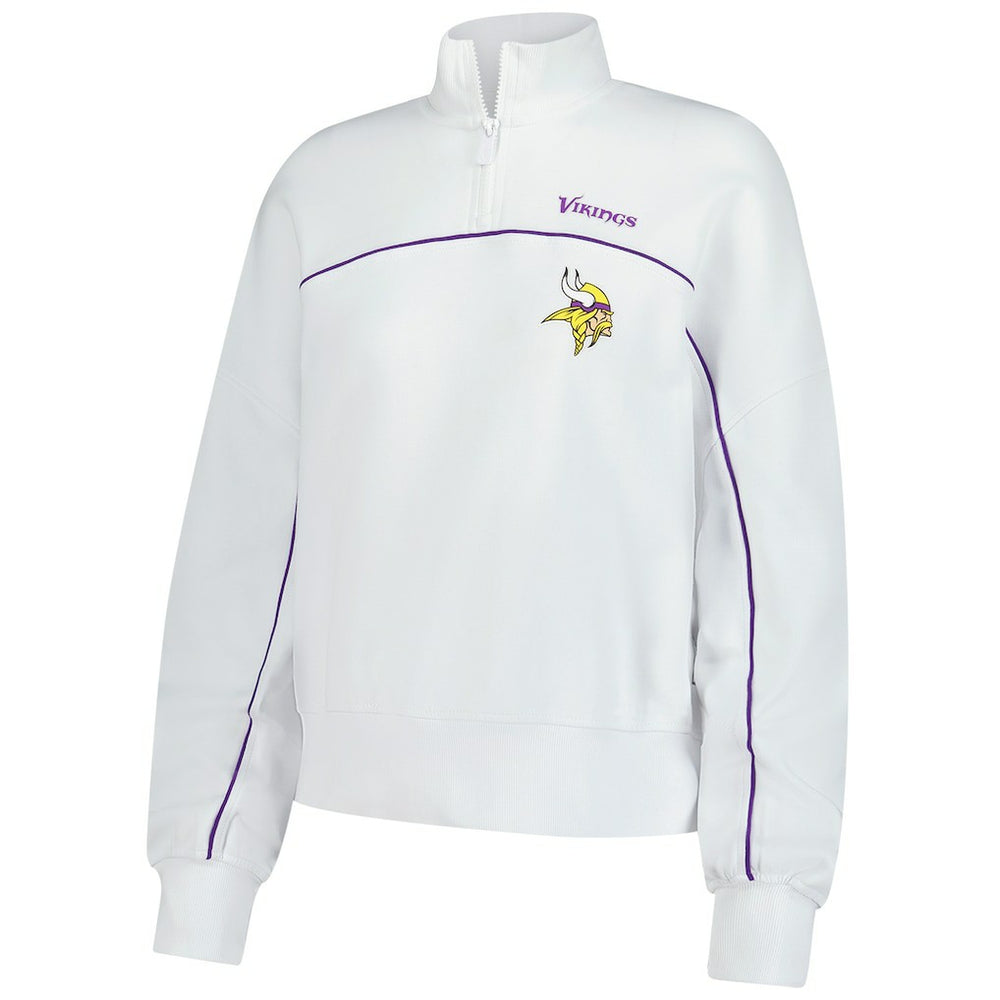 New Era Minnesota Vikings Female Adult White Functional Fandom Quarter-Zip Sweatshirt | NFL
