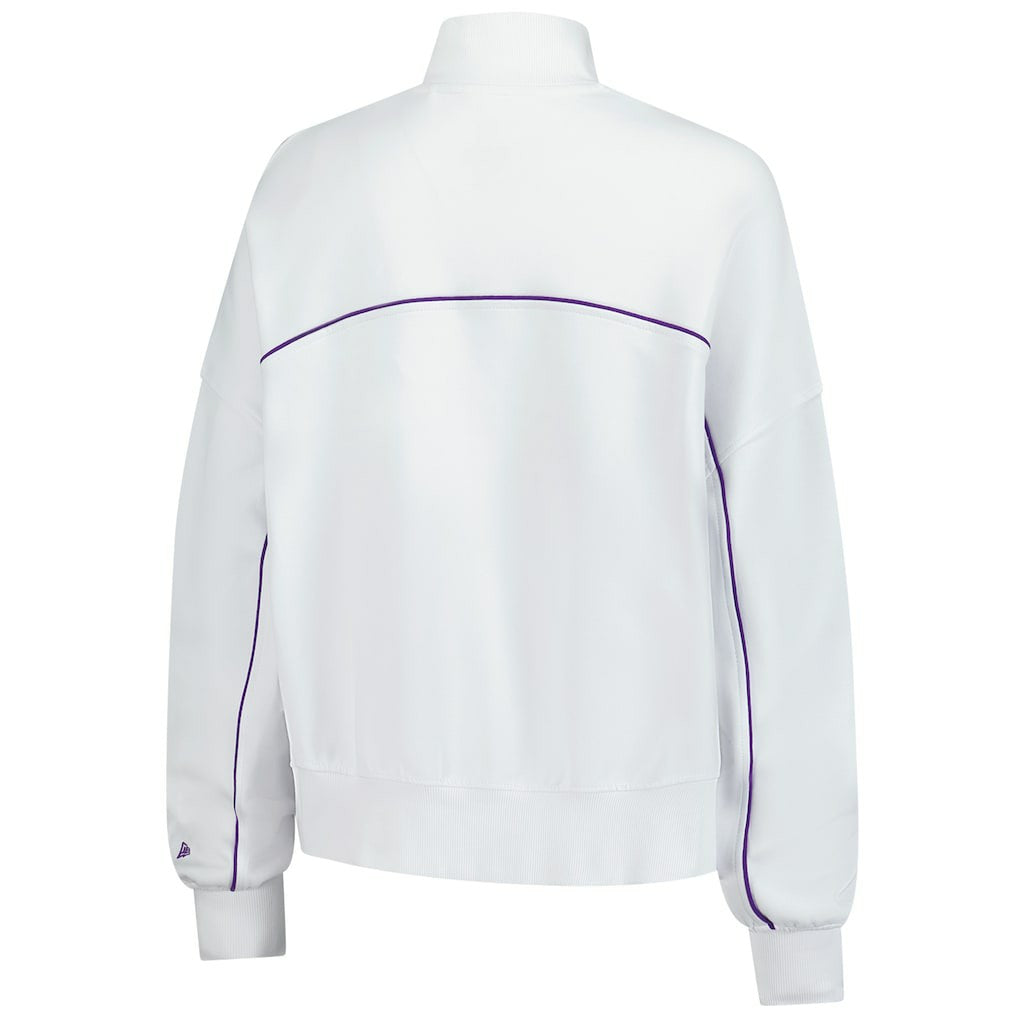 New Era Minnesota Vikings Female Adult White Functional Fandom Quarter-Zip Sweatshirt | NFL
