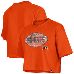 Cincinnati Bengals New Era Girl's Flip Sequin Boxy T-Shirt Orange | NFL
