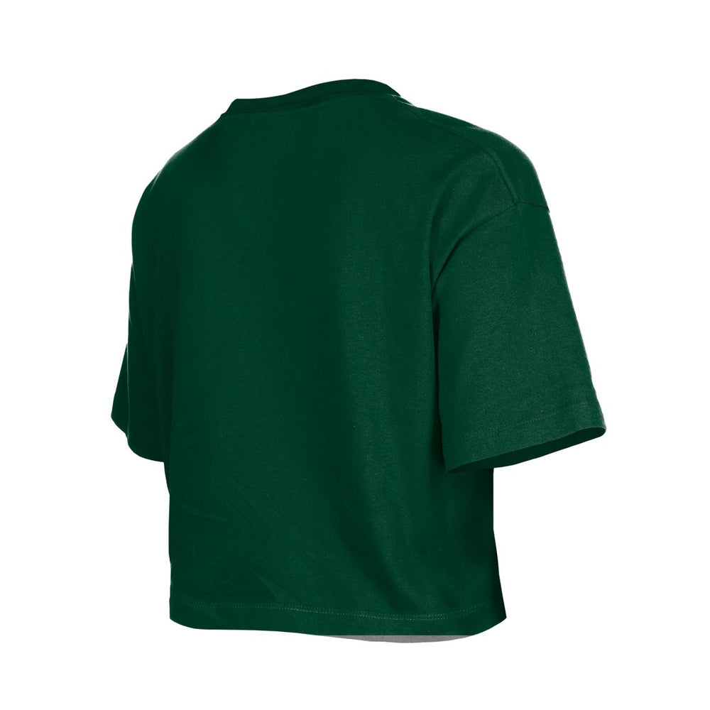 Green Bay Packers New Era Girl's Flip Sequin Boxy T-Shirt Green | NFL