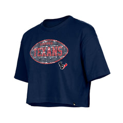 Houston Texans New Era Girl's Flip Sequin Boxy T-Shirt Navy | NFL