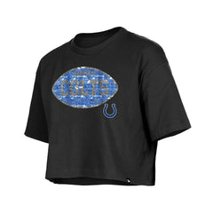 Indianapolis Colts New Era Girl's Flip Sequin Boxy T-Shirt Black | NFL