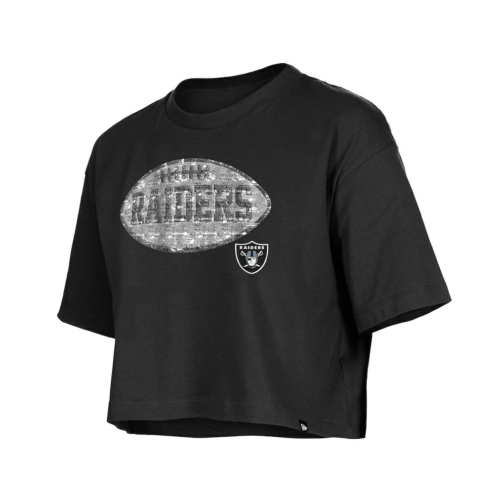 Las Vegas Raiders New Era Girl's Flip Sequin Boxy T-Shirt Black | NFL