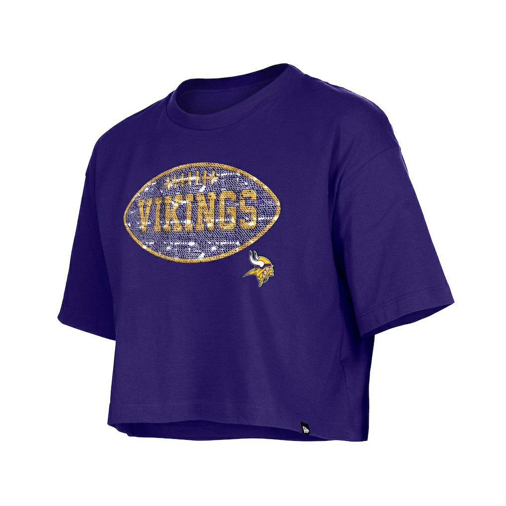 Minnesota Vikings New Era Girl's Flip Sequin Boxy T-Shirt Purple | NFL