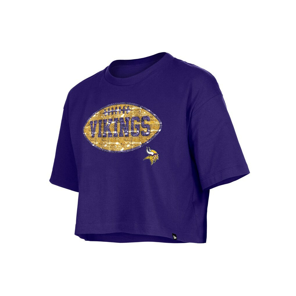 Minnesota Vikings New Era Girl's Flip Sequin Boxy T-Shirt Purple | NFL