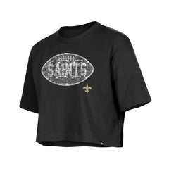 New Orleans Saints New Era Girl's Flip Sequin Boxy T-Shirt Black | NFL