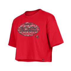 Tampa Bay Buccaneers New Era Girl's Flip Sequin Boxy T-Shirt Red | NFL