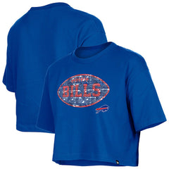 Buffalo Bills New Era Girl's Flip Sequin Boxy T-Shirt Royal | NFL
