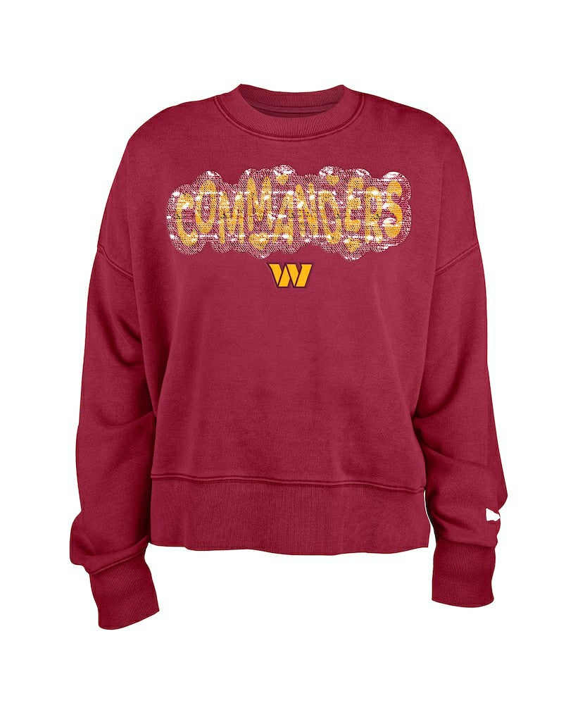 Washington Commanders New Era Girl's Flip Sequin Sweatshirt Burgundy | NFL