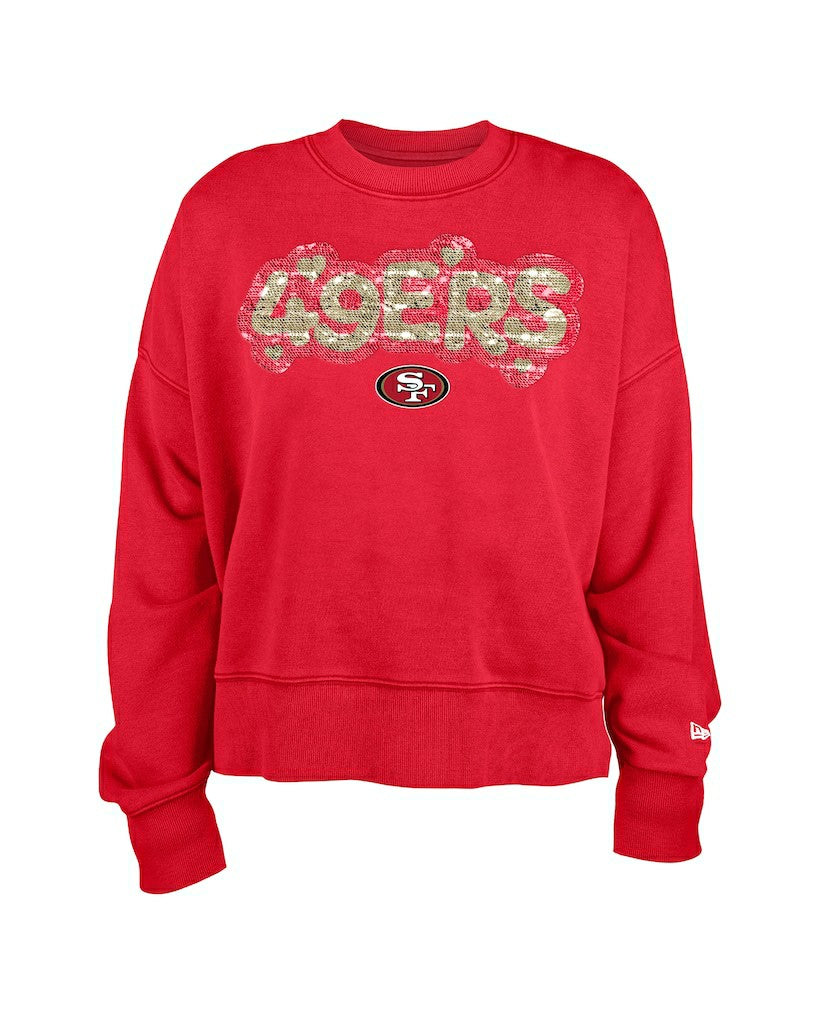 San Francisco 49ers New Era Girl's Flip Sequin Sweatshirt Scarlet | NFL