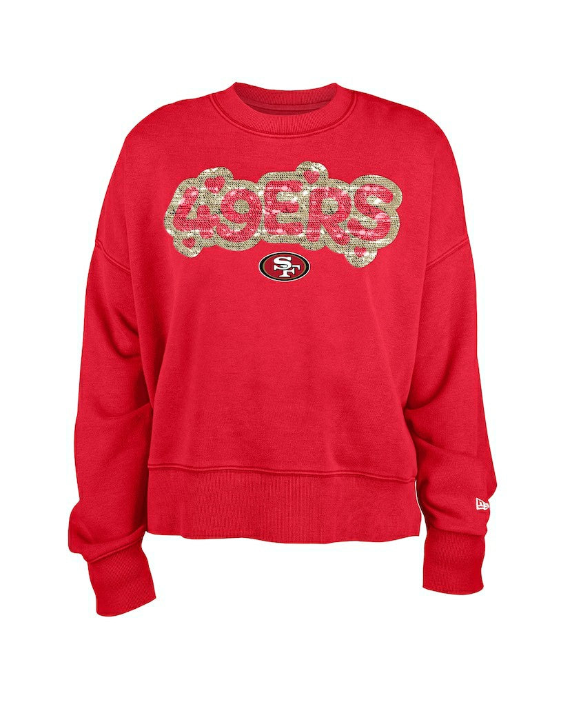 San Francisco 49ers New Era Girl's Flip Sequin Sweatshirt Scarlet | NFL