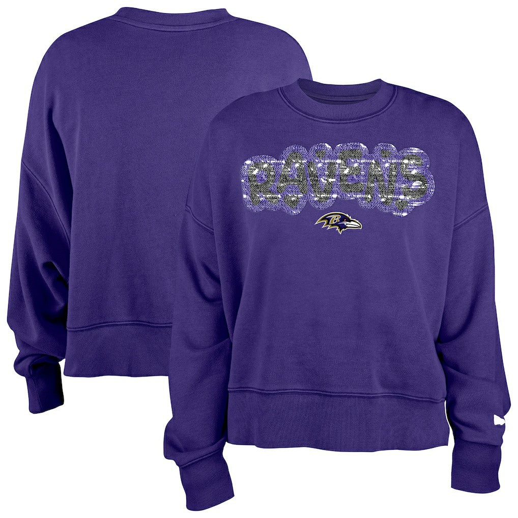 Baltimore Ravens New Era Girl's Flip Sequin Sweatshirt Purple | NFL