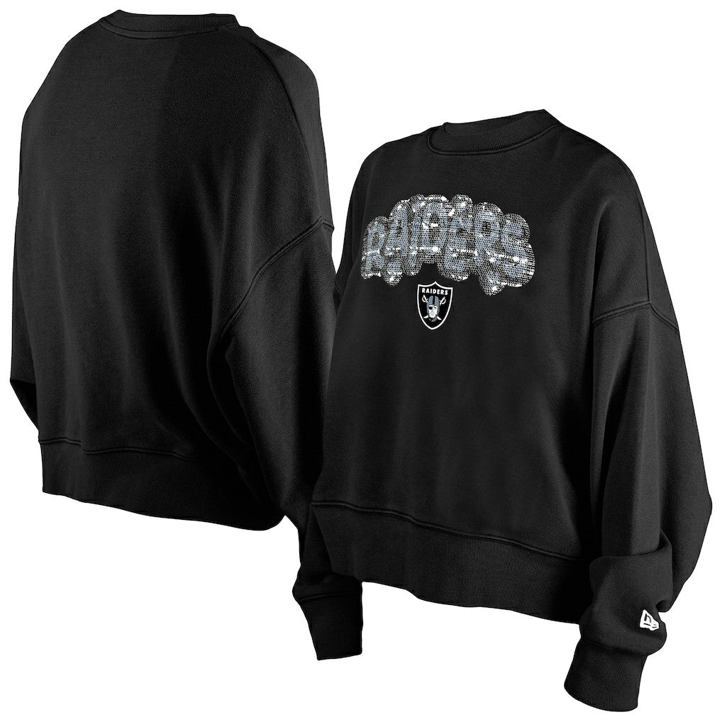 Las Vegas Raiders New Era Girl's Flip Sequin Sweatshirt Black | NFL