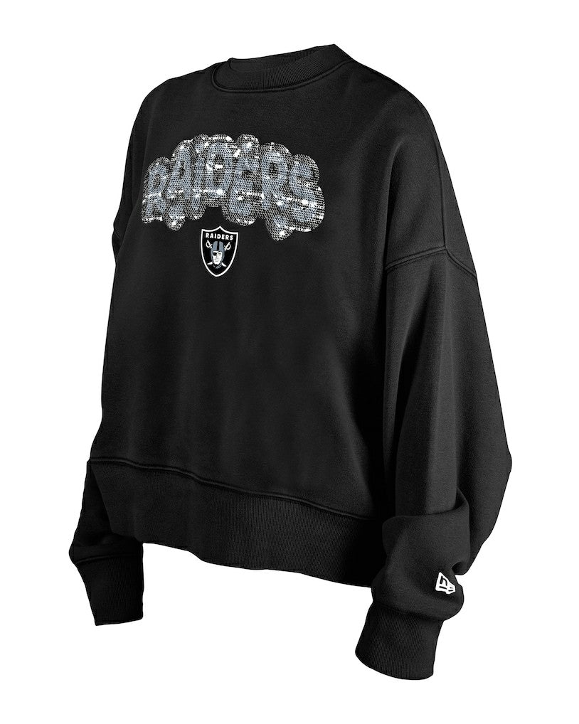 Las Vegas Raiders New Era Girl's Flip Sequin Sweatshirt Black | NFL
