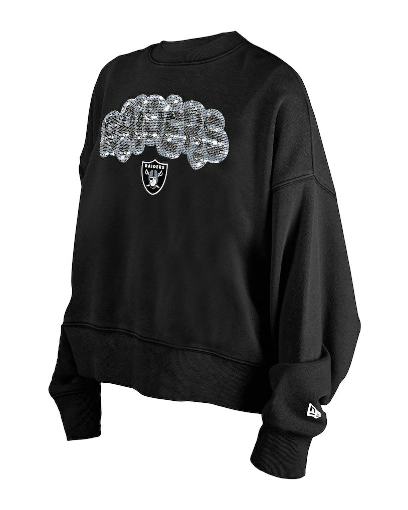 Las Vegas Raiders New Era Girl's Flip Sequin Sweatshirt Black | NFL
