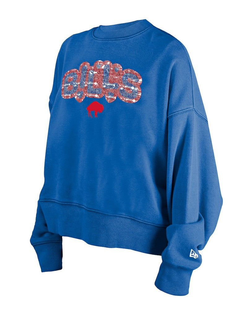 Buffalo Bills New Era Girl's Flip Sequin Sweatshirt Royal | NFL