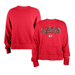 Kansas City Chiefs New Era Girl's Flip Sequin Sweatshirt Red | NFL