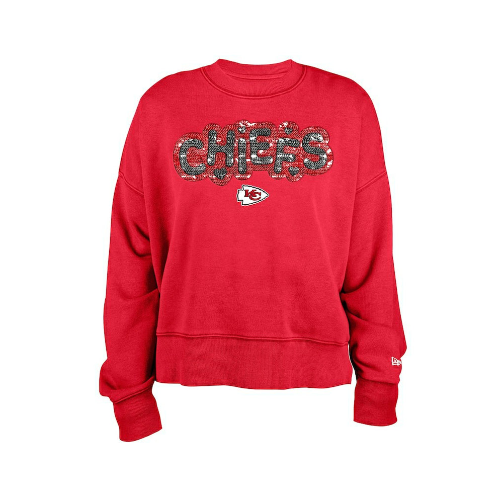 Kansas City Chiefs New Era Girl's Flip Sequin Sweatshirt Red | NFL