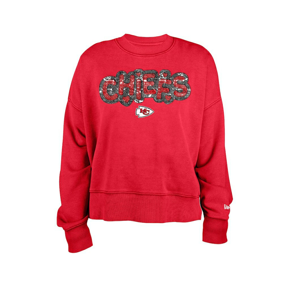 Kansas City Chiefs New Era Girl's Flip Sequin Sweatshirt Red | NFL