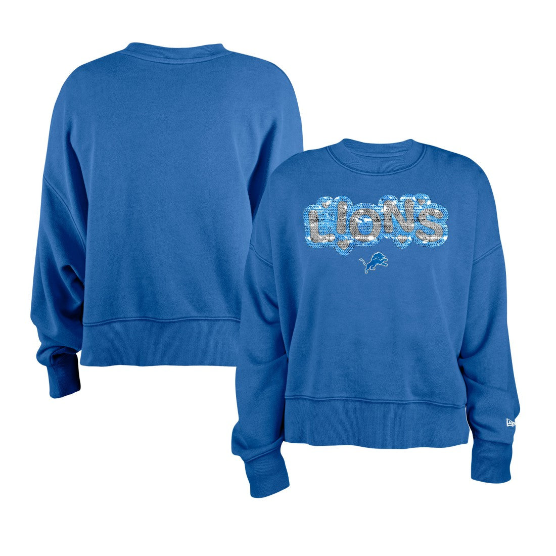 Detroit Lions New Era Girl's Flip Sequin Sweatshirt Blue | NFL