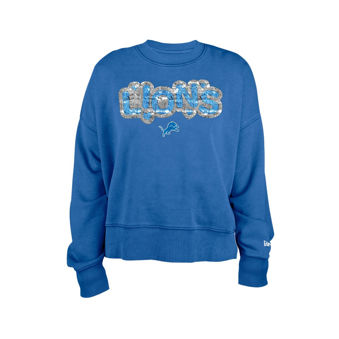 Detroit Lions New Era Girl's Flip Sequin Sweatshirt Blue | NFL