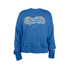 Detroit Lions New Era Girl's Flip Sequin Sweatshirt Blue | NFL