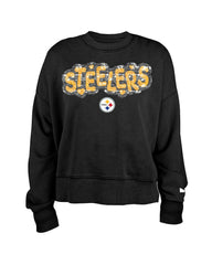Pittsburgh Steelers New Era Girl's Flip Sequin Sweatshirt Black | NFL
