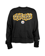 Pittsburgh Steelers New Era Girl's Flip Sequin Sweatshirt Black | NFL