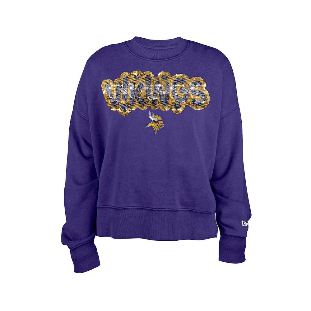 Minnesota Vikings New Era Girl's Flip Sequin Sweatshirt Purple | NFL