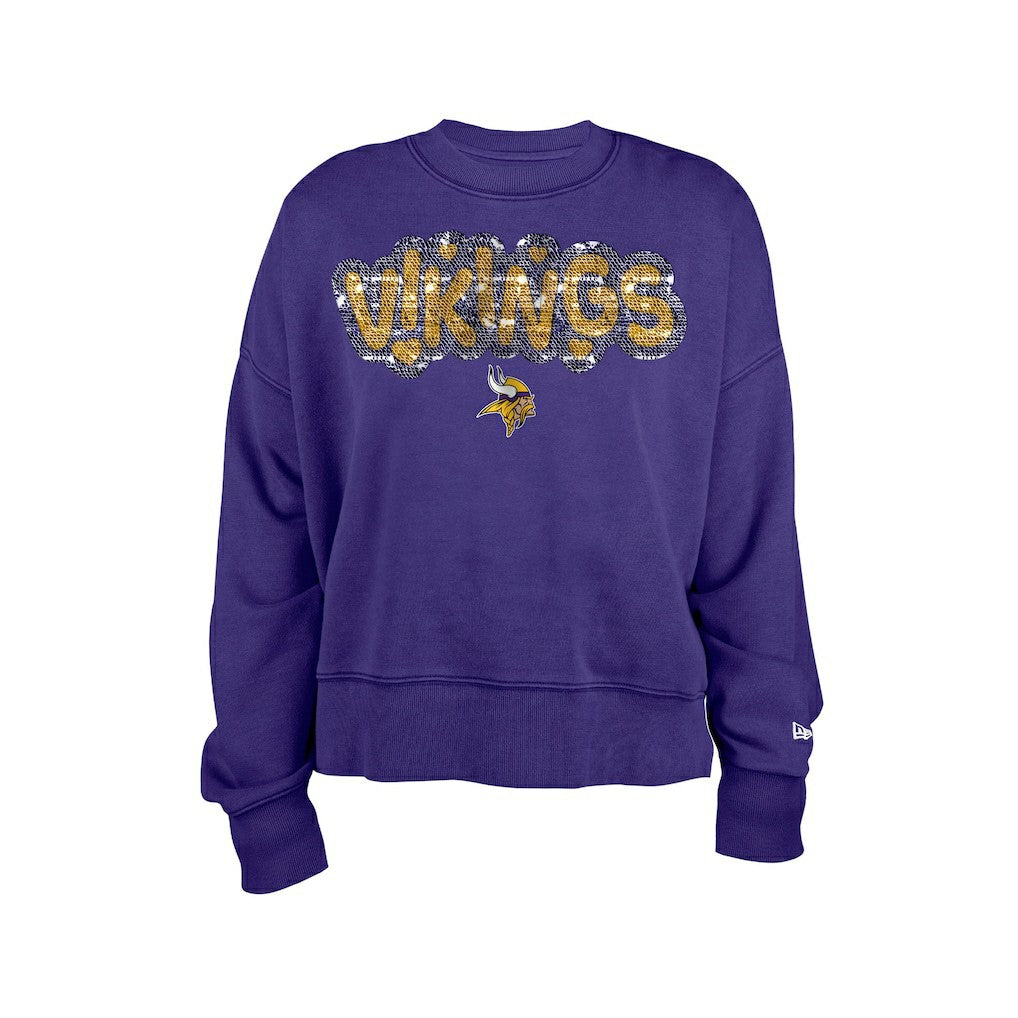Minnesota Vikings New Era Girl's Flip Sequin Sweatshirt Purple | NFL