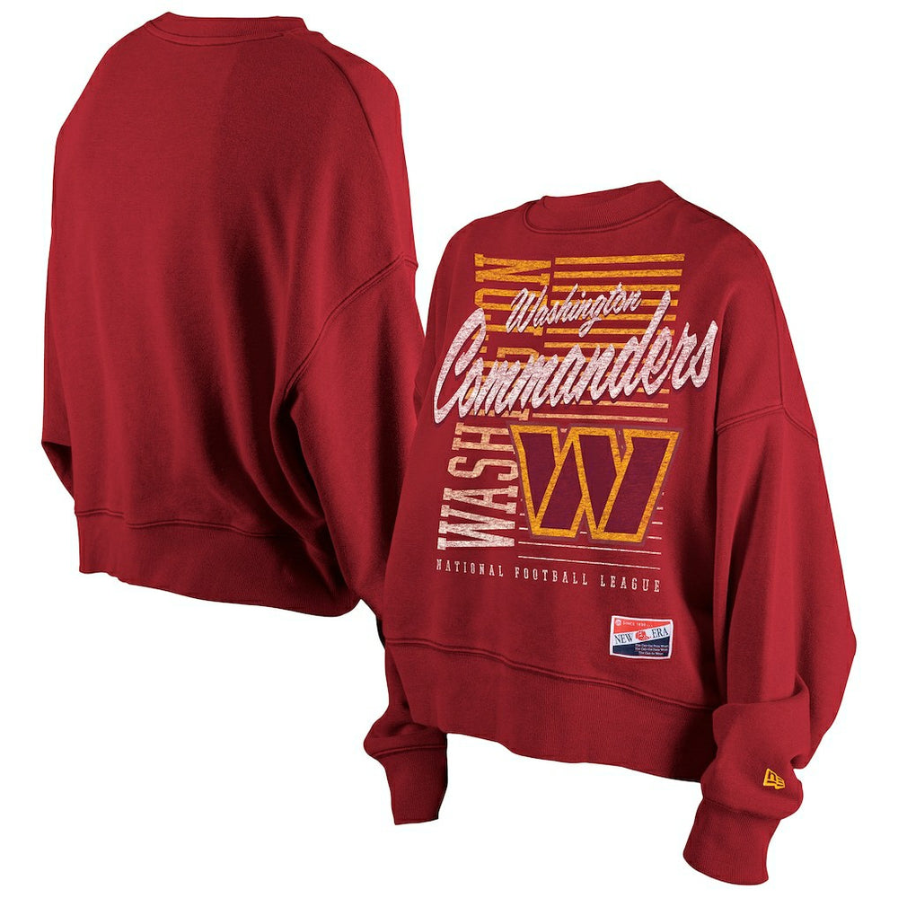 Washington Commanders New Era Women's Oversized Throwback Mineral Wash Crew Neck Sweatshirt Black | NFL