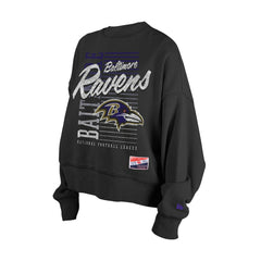 Baltimore Ravens New Era Women's Oversized Throwback Mineral Wash Crew Neck Sweatshirt Black | NFL