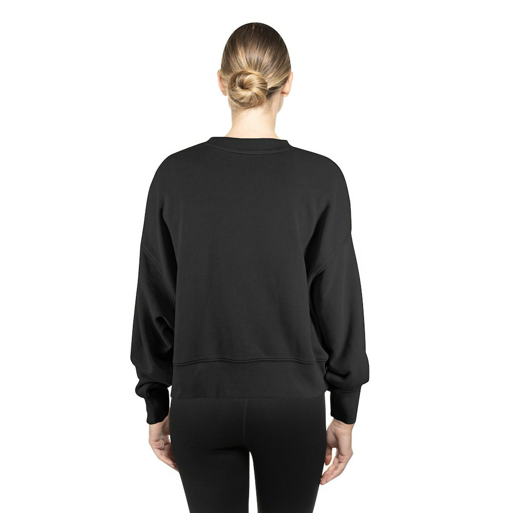 Baltimore Ravens New Era Women's Oversized Throwback Mineral Wash Crew Neck Sweatshirt Black | NFL