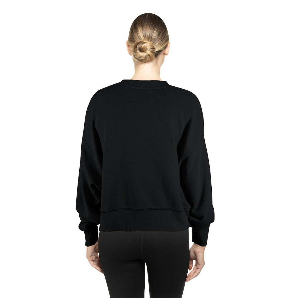 Philadelphia Eagles New Era Women's Oversized Throwback Mineral Wash Crew Neck Sweatshirt Black | NFL