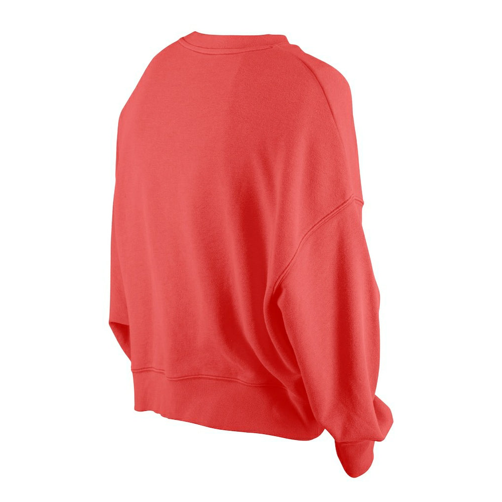 San Francisco 49ers New Era Women's Oversized Throwback Mineral Wash Crew Neck Sweatshirt Scarlet | NFL