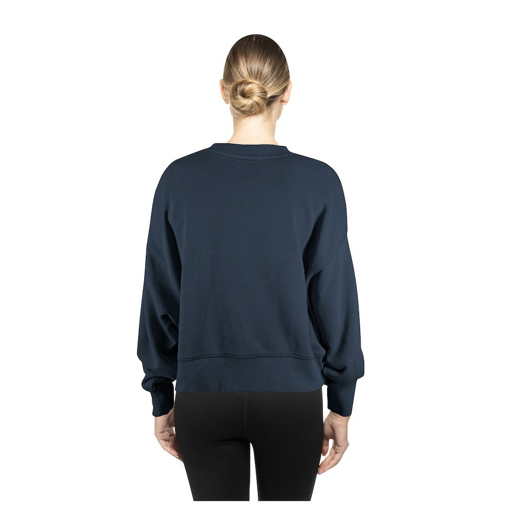 Seattle Seahawks New Era Women's Oversized Throwback Mineral Wash Crew Neck Sweatshirt College Navy | NFL