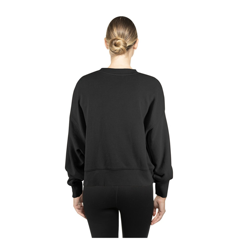 Detroit Lions New Era Women's Oversized Throwback Mineral Wash Crew Neck Sweatshirt Black | NFL