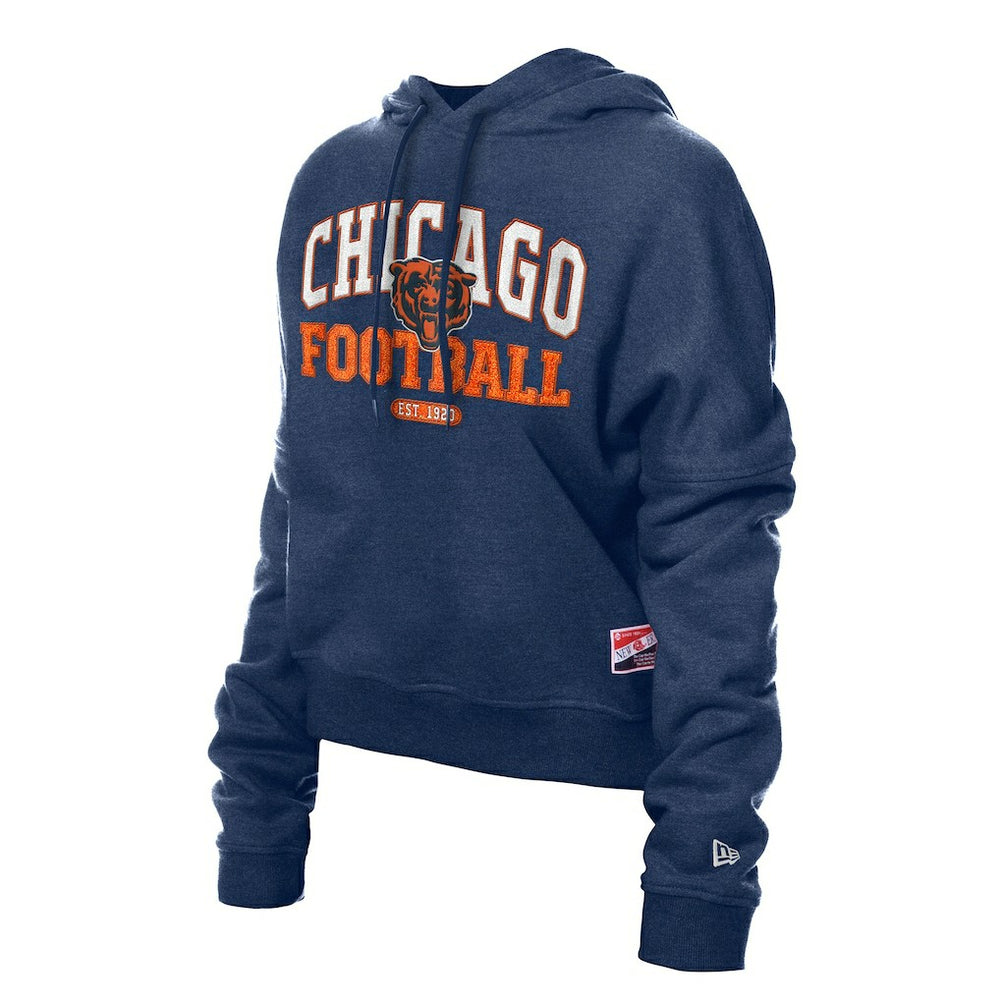 Chicago Bears New Era Women's Throwback Boxy Hoodie Sweatshirt Navy | NFL