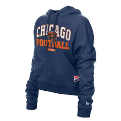 Chicago Bears New Era Women's Throwback Boxy Hoodie Sweatshirt Navy | NFL
