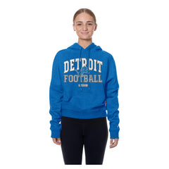 Detroit Lions New Era Women's Throwback Boxy Hoodie Sweatshirt Blue | NFL