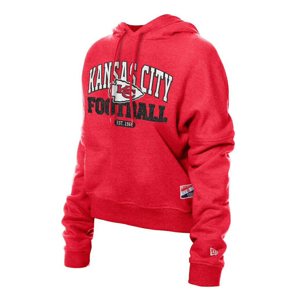 Kansas City Chiefs New Era Women's Throwback Boxy Hoodie Sweatshirt Red | NFL