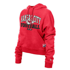 Kansas City Chiefs New Era Women's Throwback Boxy Hoodie Sweatshirt Red | NFL