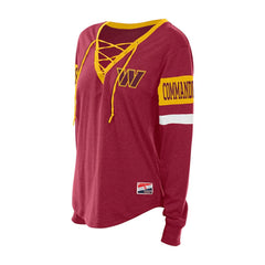 Washington Commanders New Era Women's Throwback Lace-Up Long-Sleeve T-Shirt Burgundy | NFL