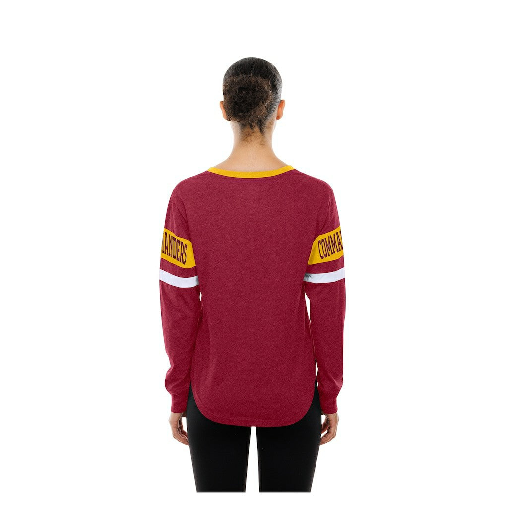 Washington Commanders New Era Women's Throwback Lace-Up Long-Sleeve T-Shirt Burgundy | NFL