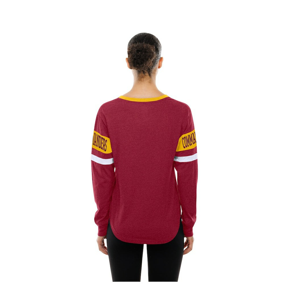 Washington Commanders New Era Women's Throwback Lace-Up Long-Sleeve T-Shirt Burgundy | NFL