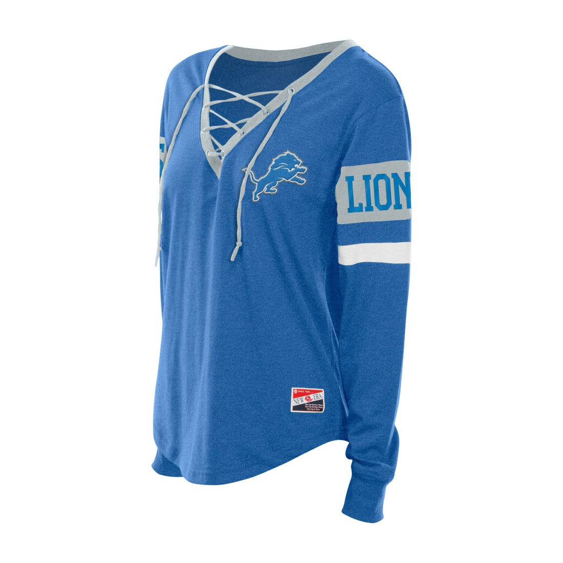 Detroit Lions New Era Women's Throwback Lace-Up Long-Sleeve T-Shirt Blue | NFL