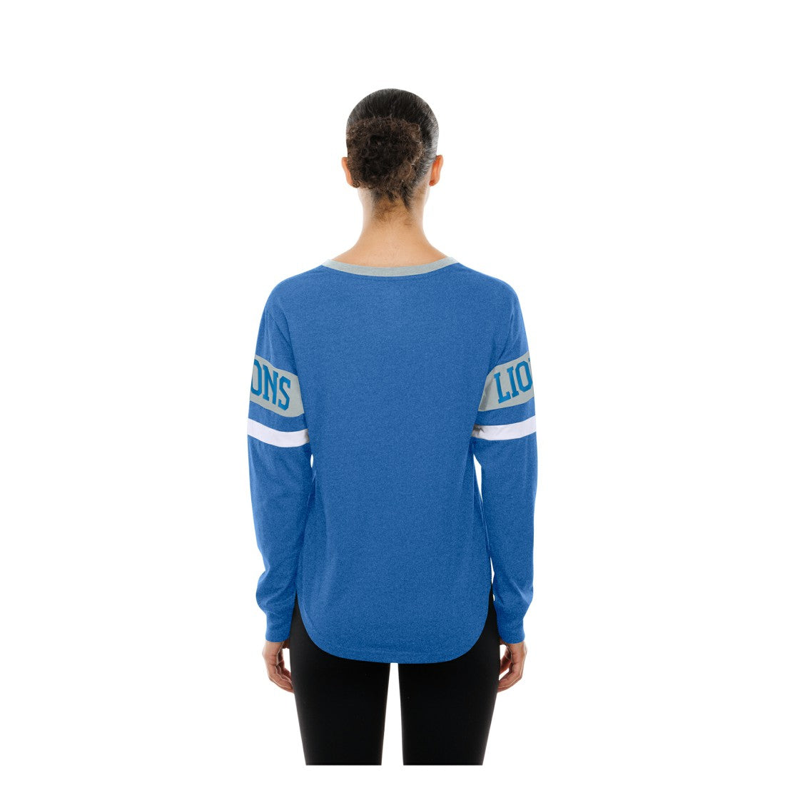 Detroit Lions New Era Women's Throwback Lace-Up Long-Sleeve T-Shirt Blue | NFL