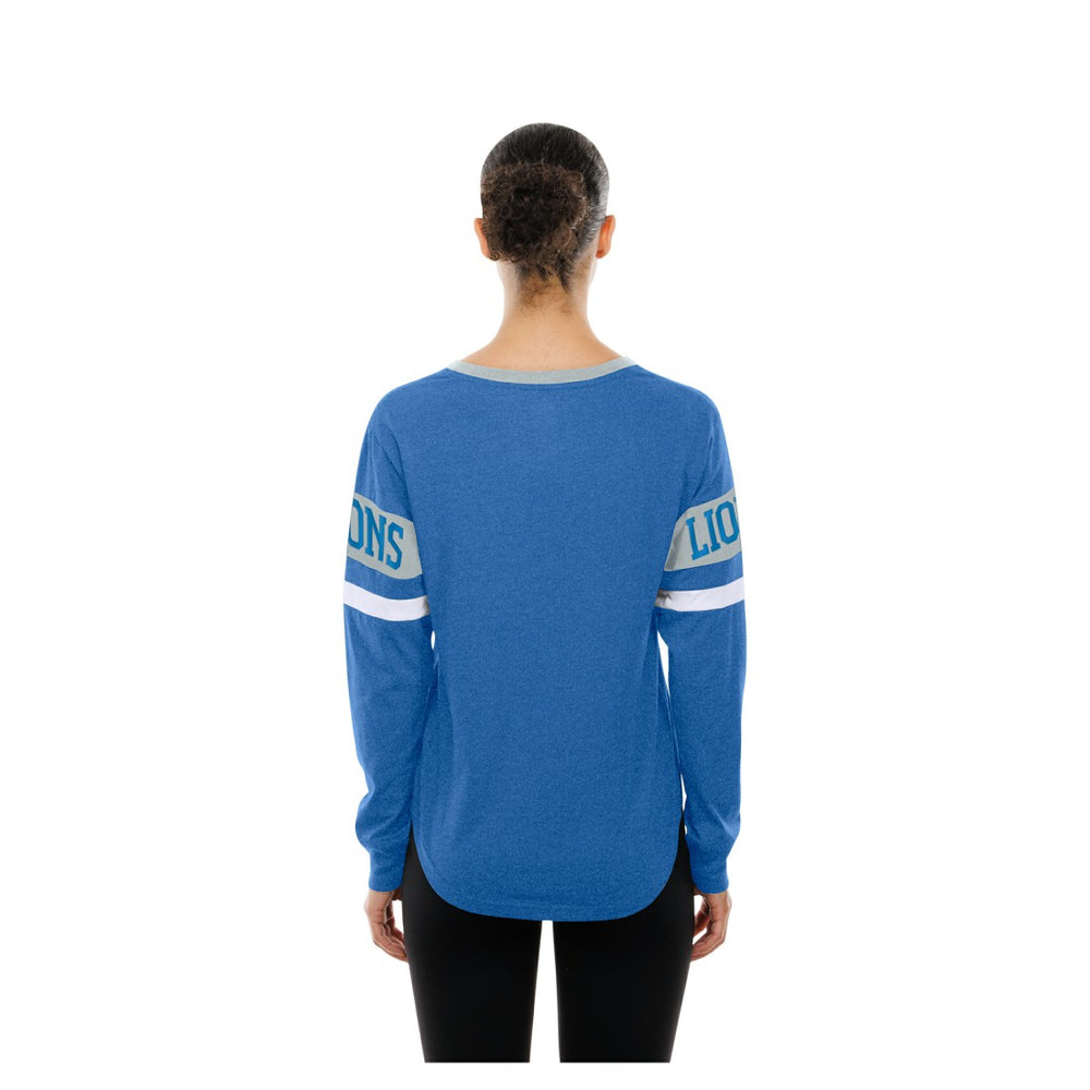 Detroit Lions New Era Women's Throwback Lace-Up Long-Sleeve T-Shirt Blue | NFL