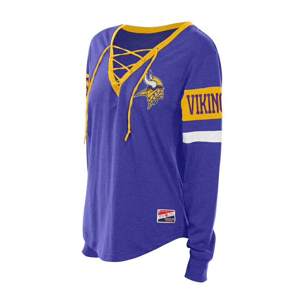 Minnesota Vikings New Era Women's Throwback Lace-Up Long-Sleeve T-Shirt Purple | NFL