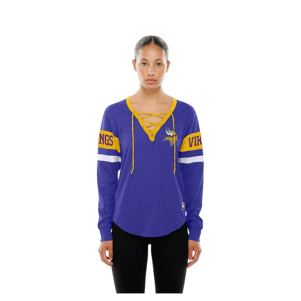 Minnesota Vikings New Era Women's Throwback Lace-Up Long-Sleeve T-Shirt Purple | NFL